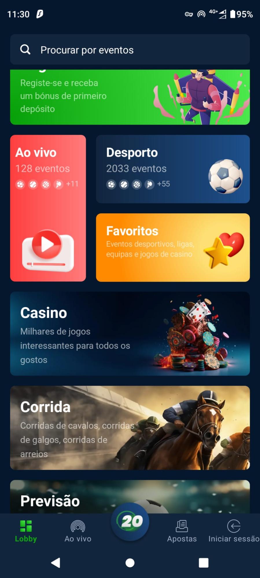 20Bet Iniciar a aplicação do casino