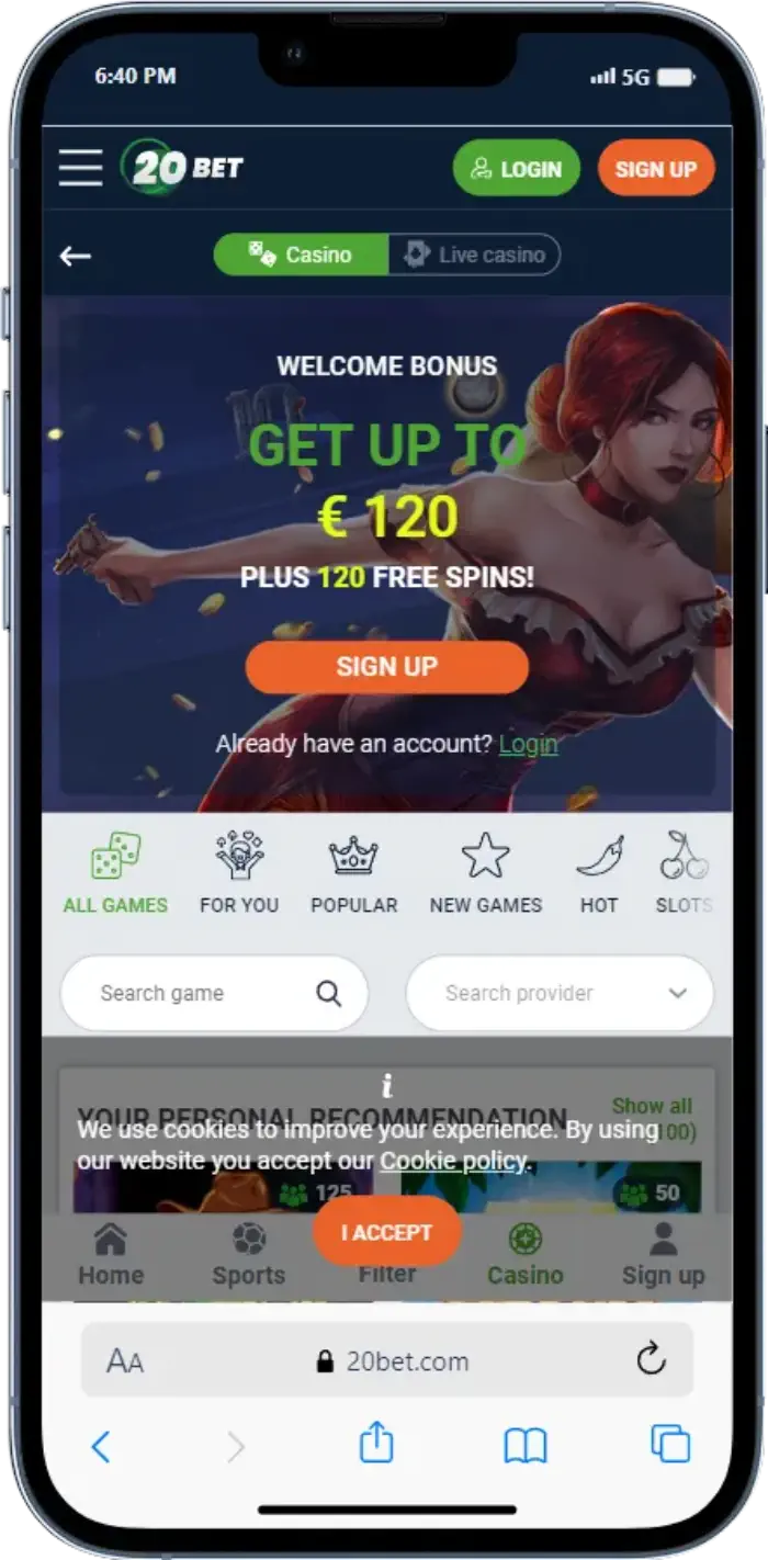 20Bet casino app